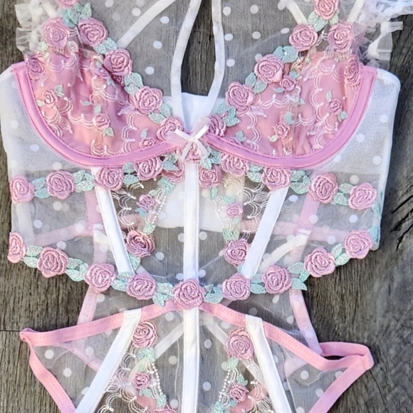 New!For Love and Lemons Pointelle Rose's Teddy - Picture 10 of 15